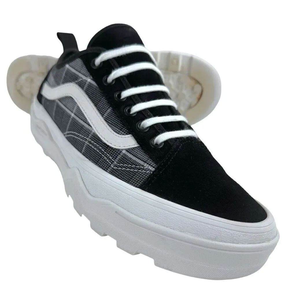 VANS Sentry Old Skool Black Suede/Plaid Chunky Sneakers 8.5(M) 11(W)